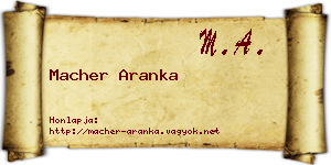 Macher Aranka névjegykártya